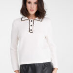 SWEATER LANA BLUCLE CON CUELLO POLO Y BORDADO