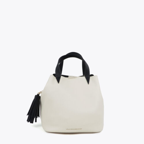 bolso bicolor con borla