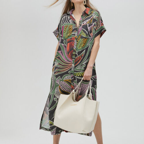 vestido camisero estampado tropical