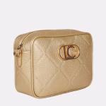 Bandolera efecto piel monograma rombos logo ovalado Lola Casademunt (Dorado)