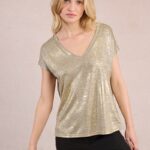 Camiseta de manga corta en tejido brillante