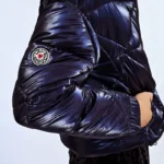 Chaqueta de manga larga acolchada en tejido brillante