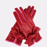 Guante efecto piel con lazo ROJO-ROSA